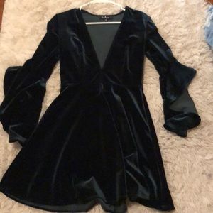 Dark green velvet dress